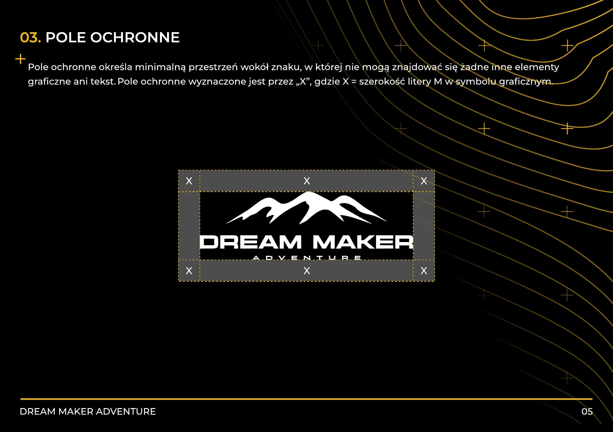Pole ochronne logo w księdze znaku DreamMaker Adventure