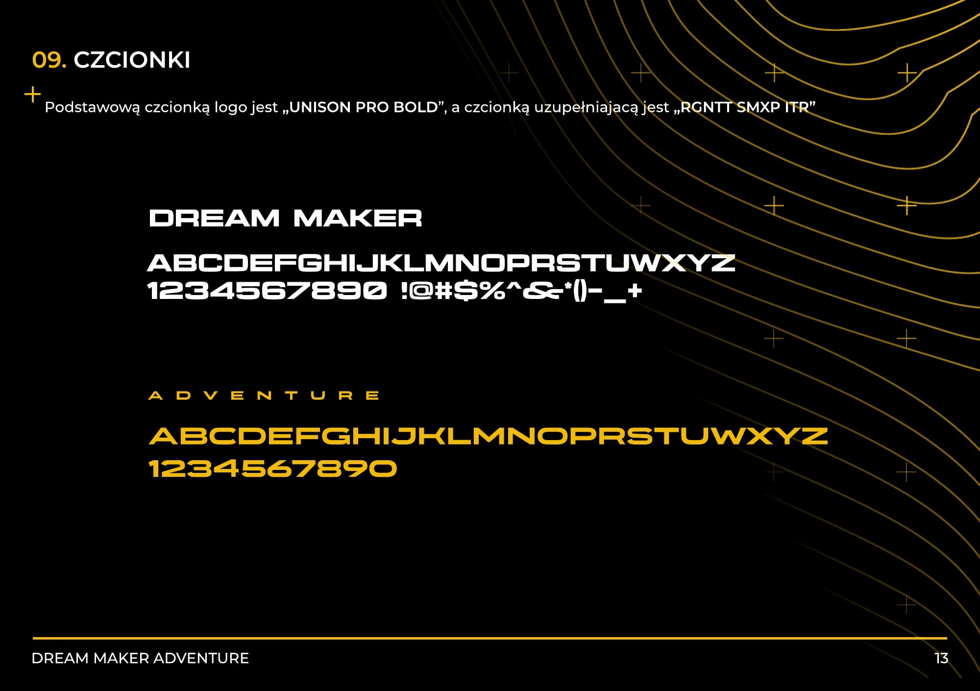 Typografia identyfikacji wizualnej DreamMaker Adventure